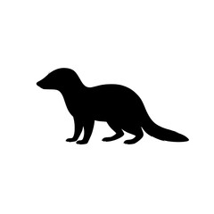 Silhouette of Mongoose on white background.