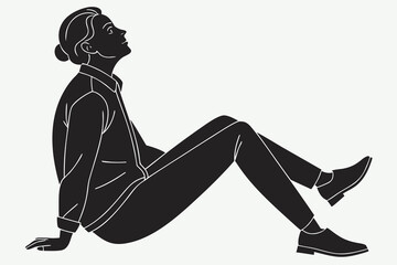 Silhouette of a woman and girl vector illustration in black showing yoga dance and fashion elements
