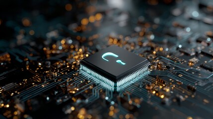Cybersecurity digital lock glowing on a high-tech circuit board, symbolizing data protection, network security, and advanced technology concepts in modern computing