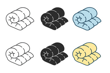 Comforter Design Styles. Rolled goose down comforter with soft puffiness, simple minimal vector design, first in line style with