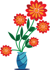 Red and orange flowers in vase