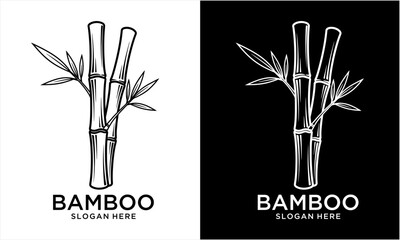 Elegant Bamboo Stalks Logo Design.