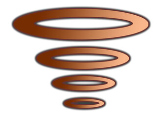 Bronze Gradient Concentric Oval Rings on Black Background &ndash; Abstract Geometric Spiral Design
