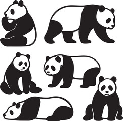 Fototapeta premium Giant Panda Bear Vector Illustration Set