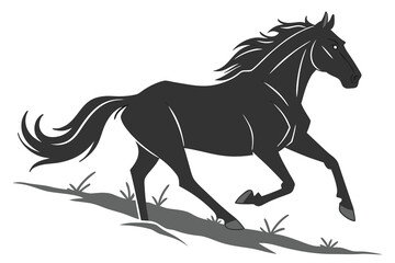 black horse vector illustration running silhouette