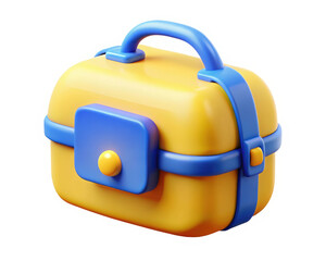 Cartoonish Yellow and Blue Lunchbox with Rounded Edges and Fun Features for Mealtime