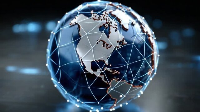 Global Network Connectivity: A mesmerizing view of the world is encased in a dynamic network, symbolizing the seamless flow of data and global connections.