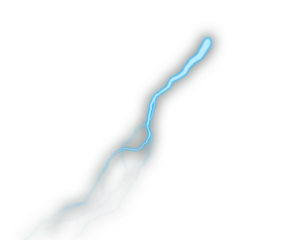 Glowing blue energy streak vector with soft electric lines and luminous light trails, perfect for sci-fi effects, motion graphics, dynamic highlights, and futuristic digital designs.