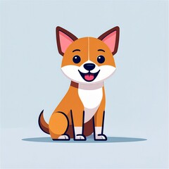 Obraz premium Cute Cartoon Dog Sitting and Smiling - Adorable Canine Companion Illustration