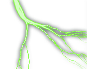 Bright green lightning energy streak with glowing electric veins and neon plasma branches, perfect for sci-fi effects, fantasy artwork, digital design elements, and dynamic backgrounds.