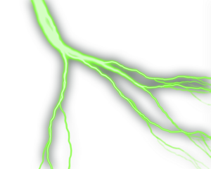 Bright green lightning energy streak with glowing electric veins and neon plasma branches, perfect for sci-fi effects, fantasy artwork, digital design elements, and dynamic backgrounds.