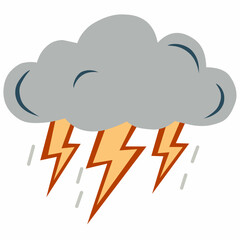 Thunderstorm Cloud in Hand-Drawn Style for Weather Icons