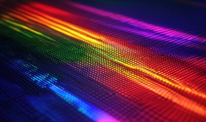 Fototapeta premium Rainbow colors refract through lines creating a vibrant abstract pattern.