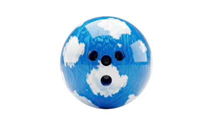 Bowling Ball with Sky Design on White Background