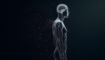 modern healthcare human body with skeleton and body organs 