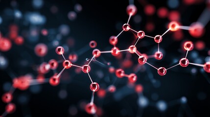 Abstract molecule connection background with interconnected atoms and futuristic network design, representing scientific research, molecular structure, and technology innovation