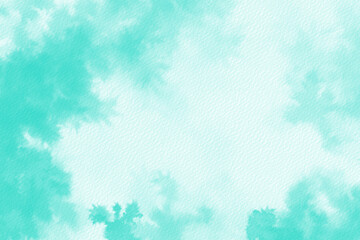 Soft turquoise watercolor border on textured paper, gentle abstract background for creative design