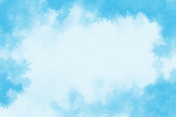 Soft blue watercolor border on textured paper, airy abstract background perfect for design projects