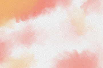 Soft orange and pink watercolor clouds on textured white paper forming a warm gentle abstract background