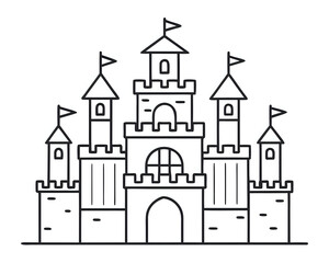 Fototapeta premium castle ,hand drawn illustration outline isolated on white background
