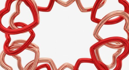 Circular Wreath of Interlinked Red and Pink Hearts.