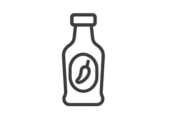 Outline drawing of a spicy condiment bottle featuring a chili pepper design