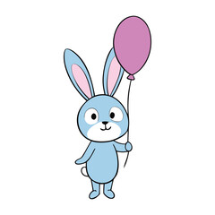 A fluffy white rabbit holds a bright pink balloon, its big ears perked and eyes sparkling. Soft pastel tones give the scene a sweet, cheerful charm, full of warmth and whimsy.
