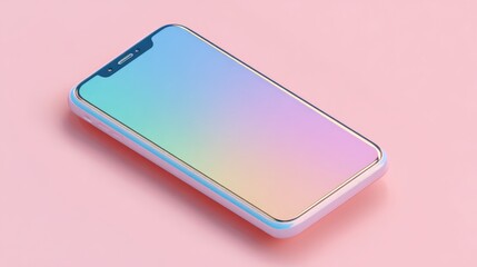 Frameless smartphone blank screen mockup in rotated isometric perspective, 3d vector mobile phone illustration for ui ux interface design, app presentation, digital infographics, and modern technology