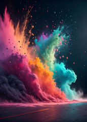 Obraz premium Exploding Colorful Powder Clouds