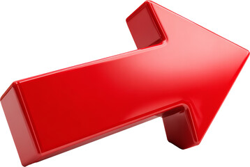 red 3D arrow symbol isolated on white or transparent background