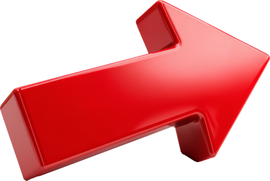 red 3D arrow symbol isolated on white or transparent background - Powered by Adobe