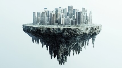 Futuristic City on Floating Island - A Vision of Tomorrow.