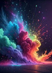 Obraz premium Explosion of Vibrant Colored Powder