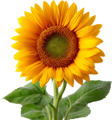 Fototapeta premium vivid sunflower bloom isolated on clean white or transparent backdrop