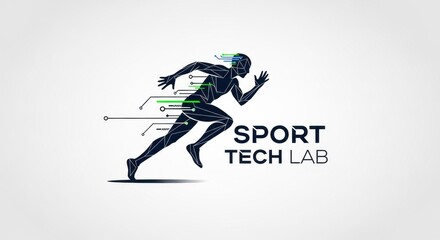 Dynamic tech-enhanced athlete in digital sports illustration showcases fitness innovation