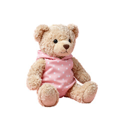 Fototapeta premium Cute Plush Teddy Bear Wearing a Pink Polka Dot Shirt