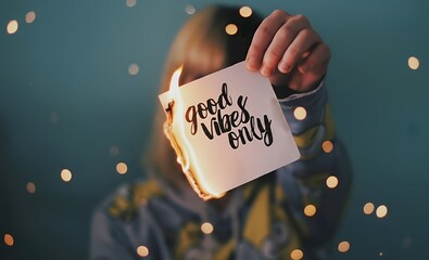 Burning Paper with Handwritten Quote in Moody Cinematic Style