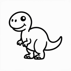Simple Drawing of a Dinosaur With a Smiling Expression and a Friendly Posture for Kids and Fun