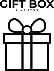 Gift box line icon with bow simple vector illustration for celebration and surprise concepts isolated on white background