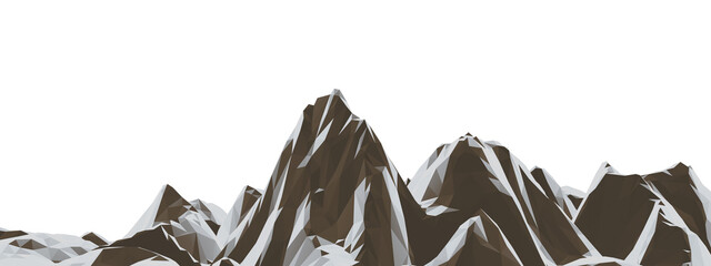 Low poly snowy mountain. winter landscape. Snow covered stone