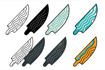 Fototapeta premium Stylized Damascus Blade. Close-up of swirling Damascus steel blade texture with wavy lines, minimal vector icon, first in line