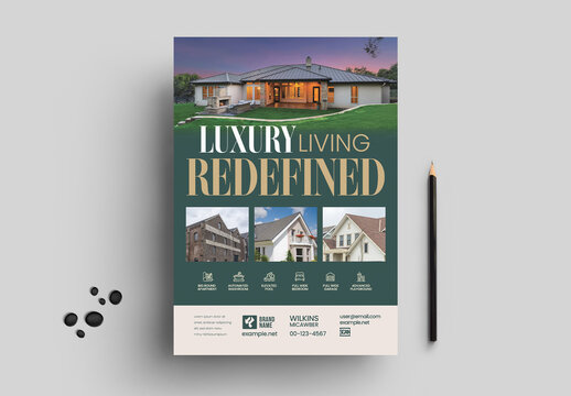 Luxury Real Estate Flyer And Property Listing Flyer Design Template