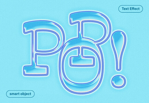 Glossy Retro Outline Text Effect Template with Vibrant Blue Layers