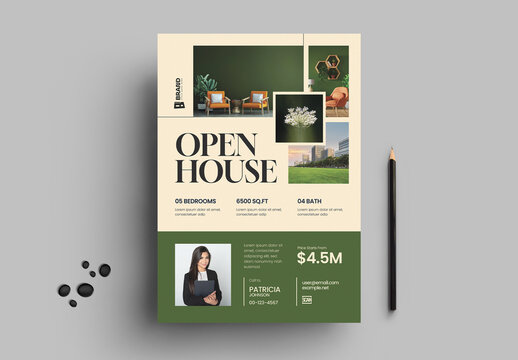 Modern Open House Real Estate Flyer Design Template