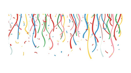 Joyful Festivities: A vibrant display of colorful ribbons and confetti cascade, perfect for celebrations, creating an atmosphere of excitement and elation.