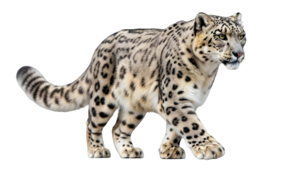 Snow Leopard, isolated on white or transparent background. PNG