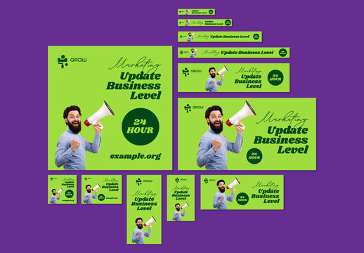 Set of Marketing Business Update Ad Banners Design