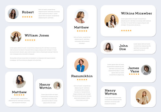 Set of Minimalist Testimonial and Customer Review Card Templates