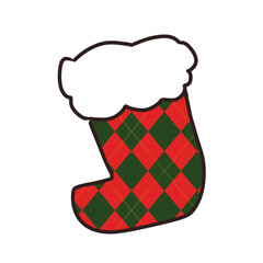 Festive Plaid Christmas Stocking Illustration