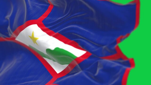 close-up of Sint Eustatius flag waving isolated on green background